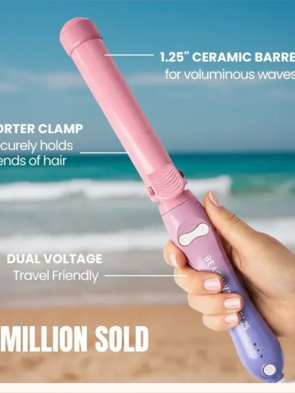 Beachwaver® S1.25 Dual Voltage White Rotating Curling Iron IN WHITE